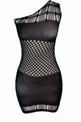 One-Shoulder Mesh Bodycon Dress – Edgy Elegance